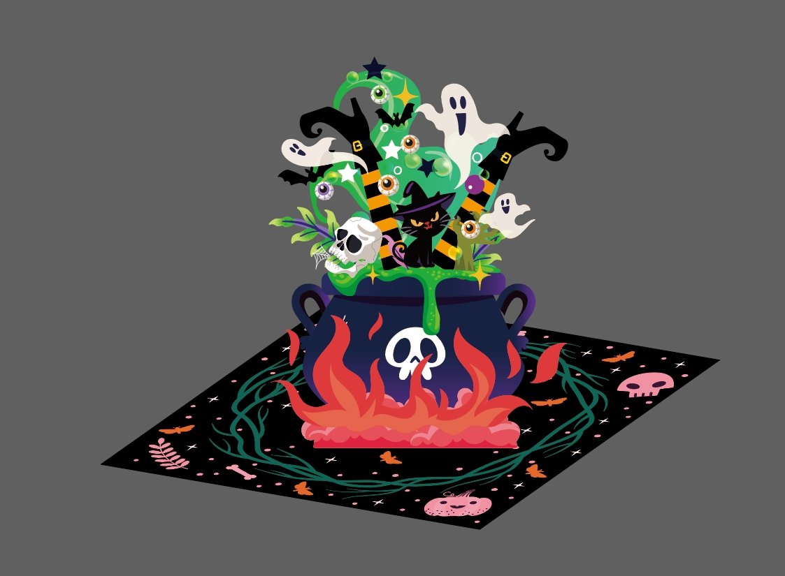 Halloween Cauldron 3D Pop Up Card