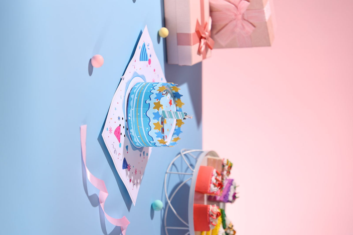 Blue Birthday Cake Music Greeting Card
