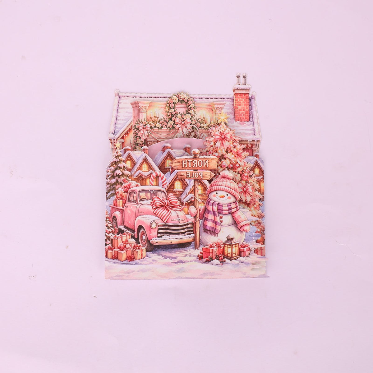 Dreamy Pink Christmas Double Door Pop Up Card