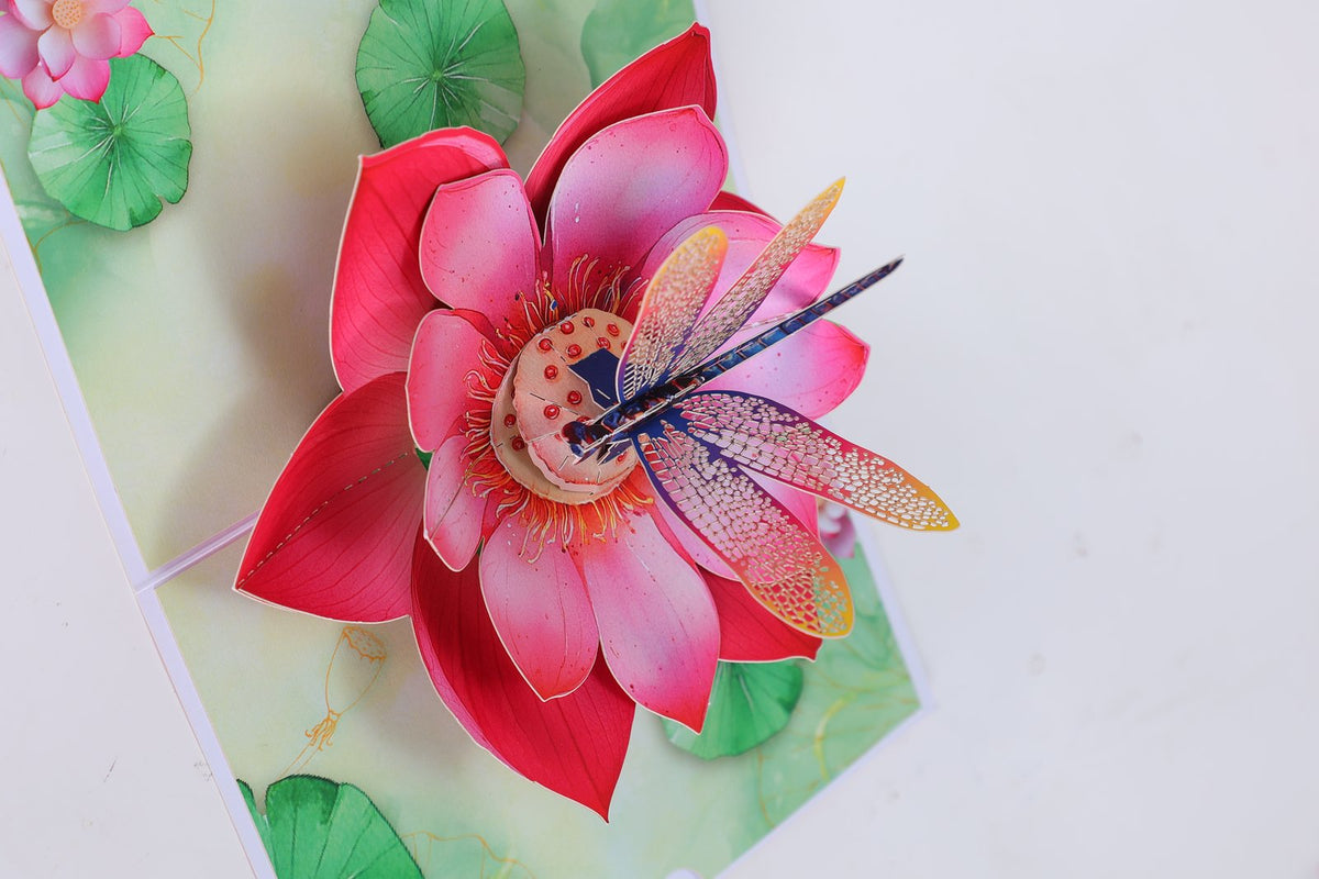 Lotus Dragonfly 3D Pop Up Card