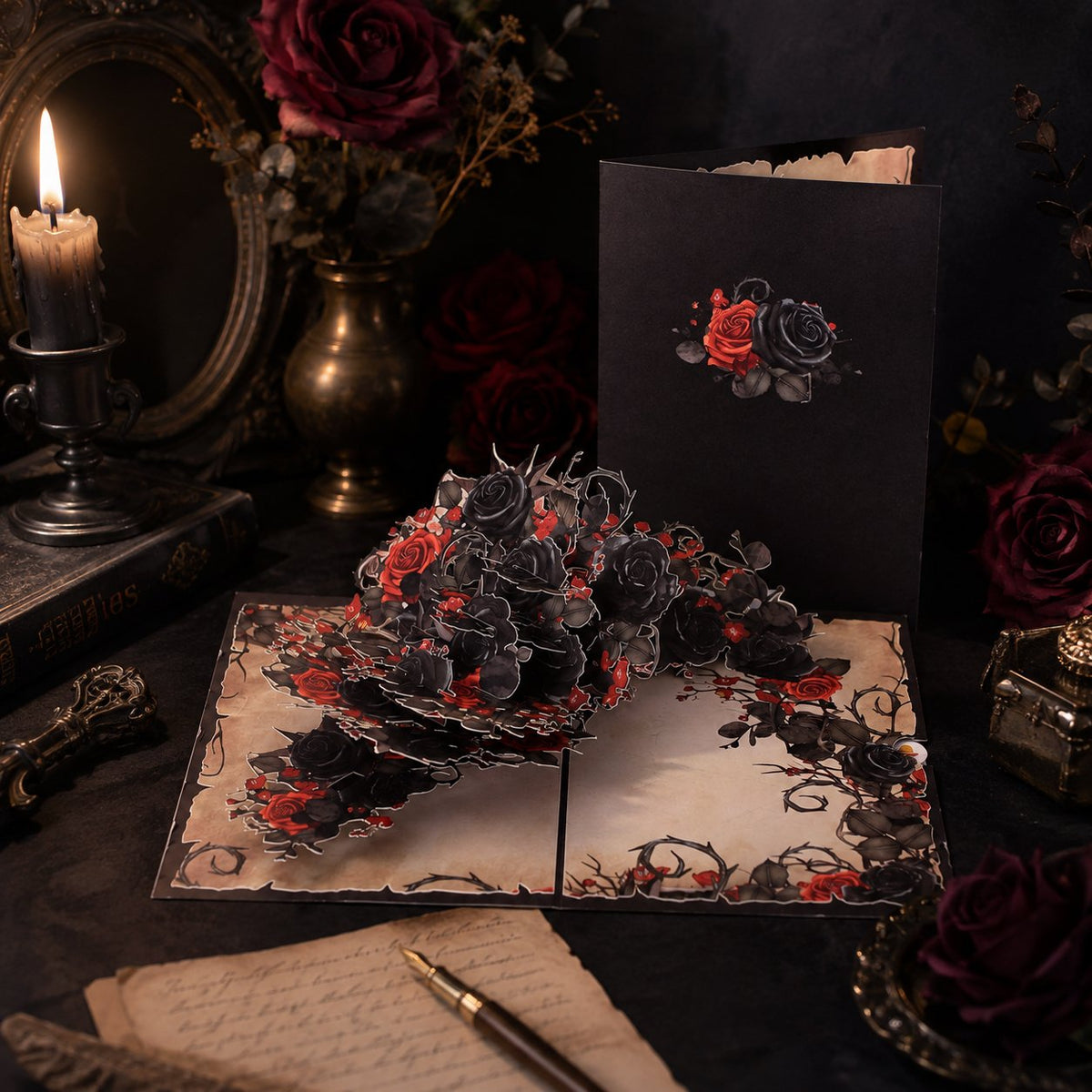 Black Rose Branch Greeting Card