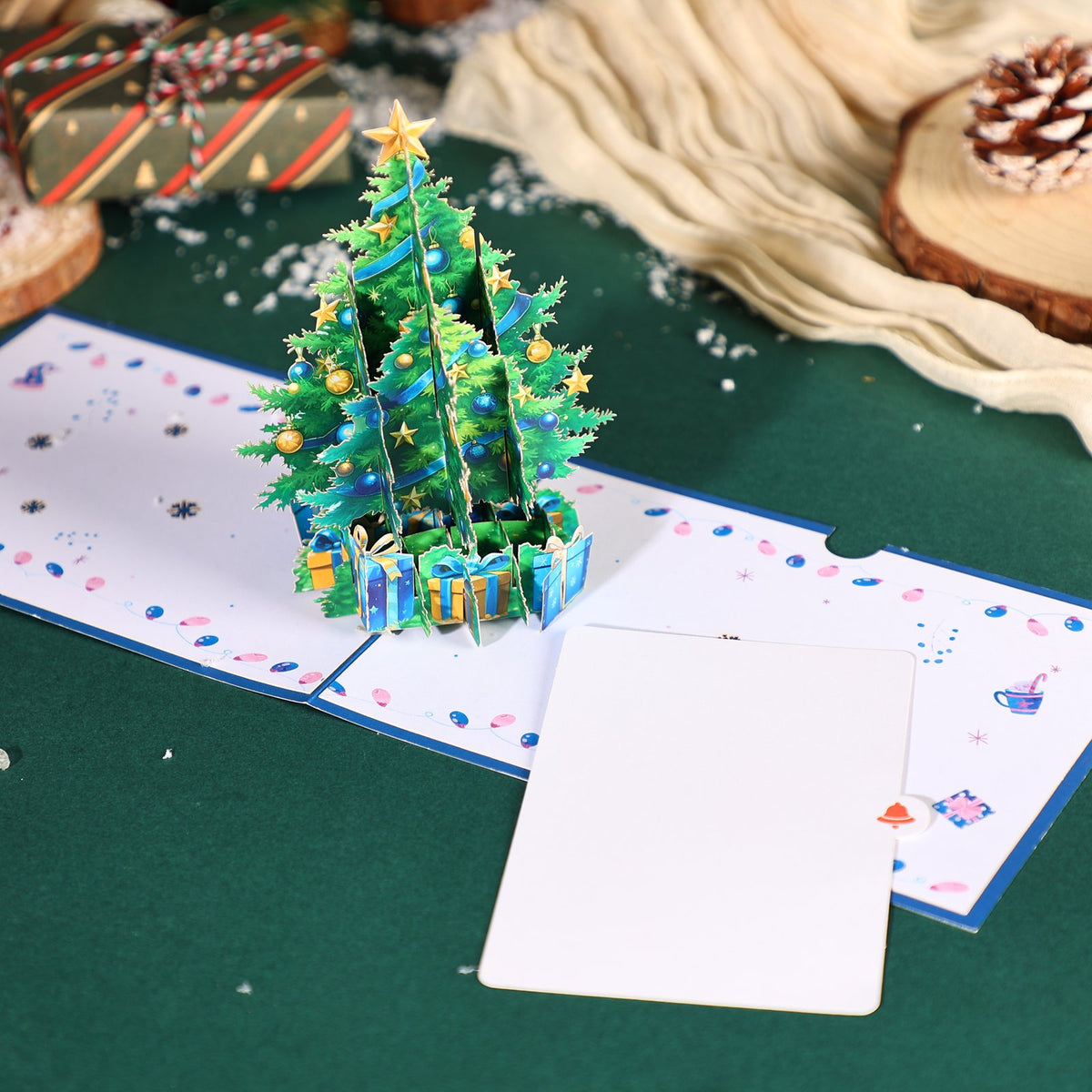Blue Tone Christmas Tree Greeting Card
