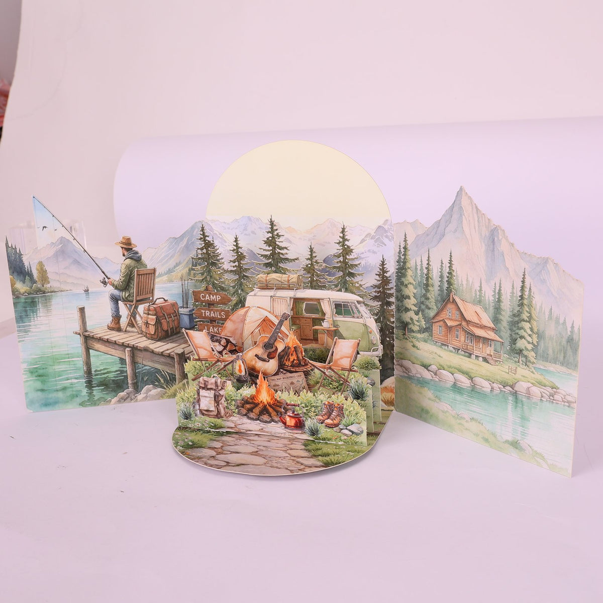 Camping Double Door 3D Pop Up Card