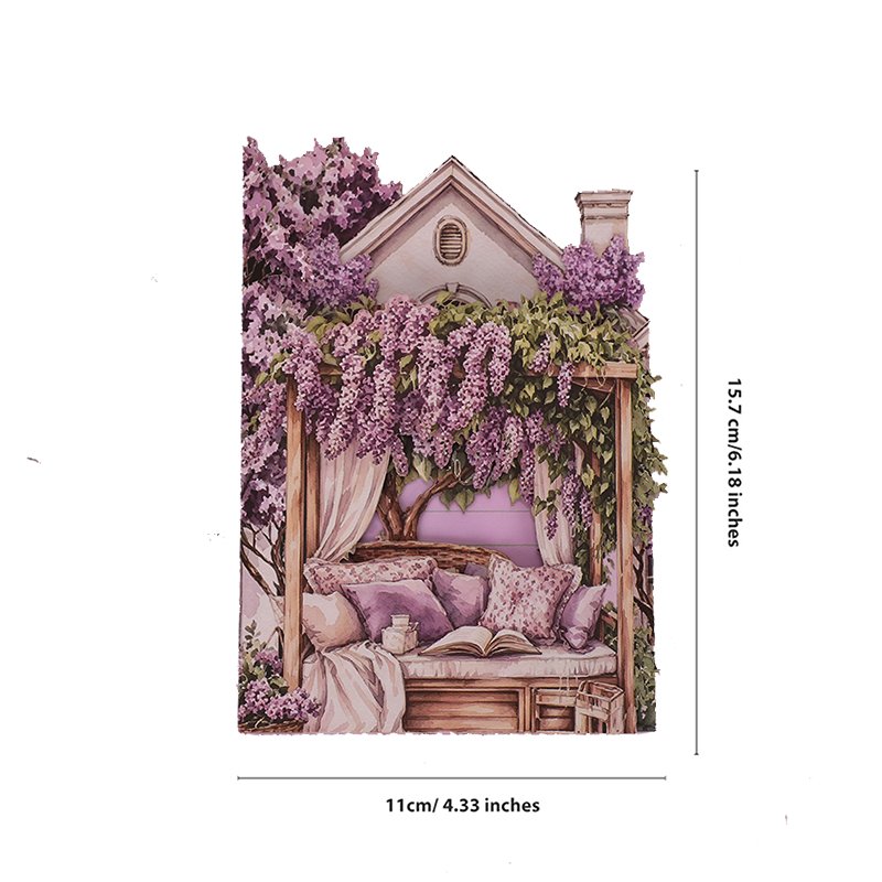 Flower Book House Double Door Pop Up Card