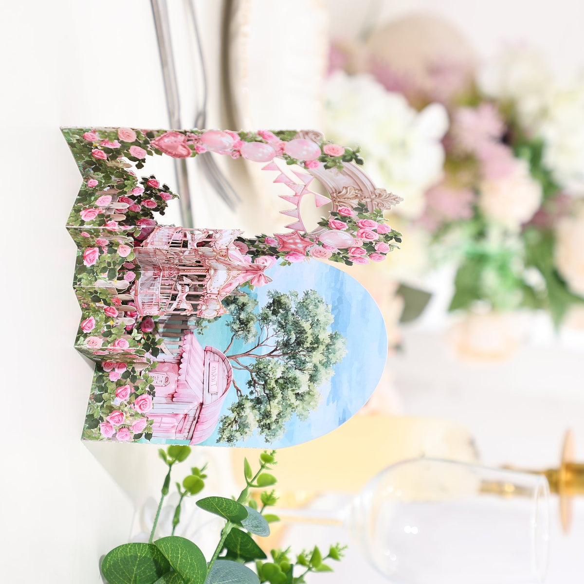 Pink Garden Carousel Greeting Card