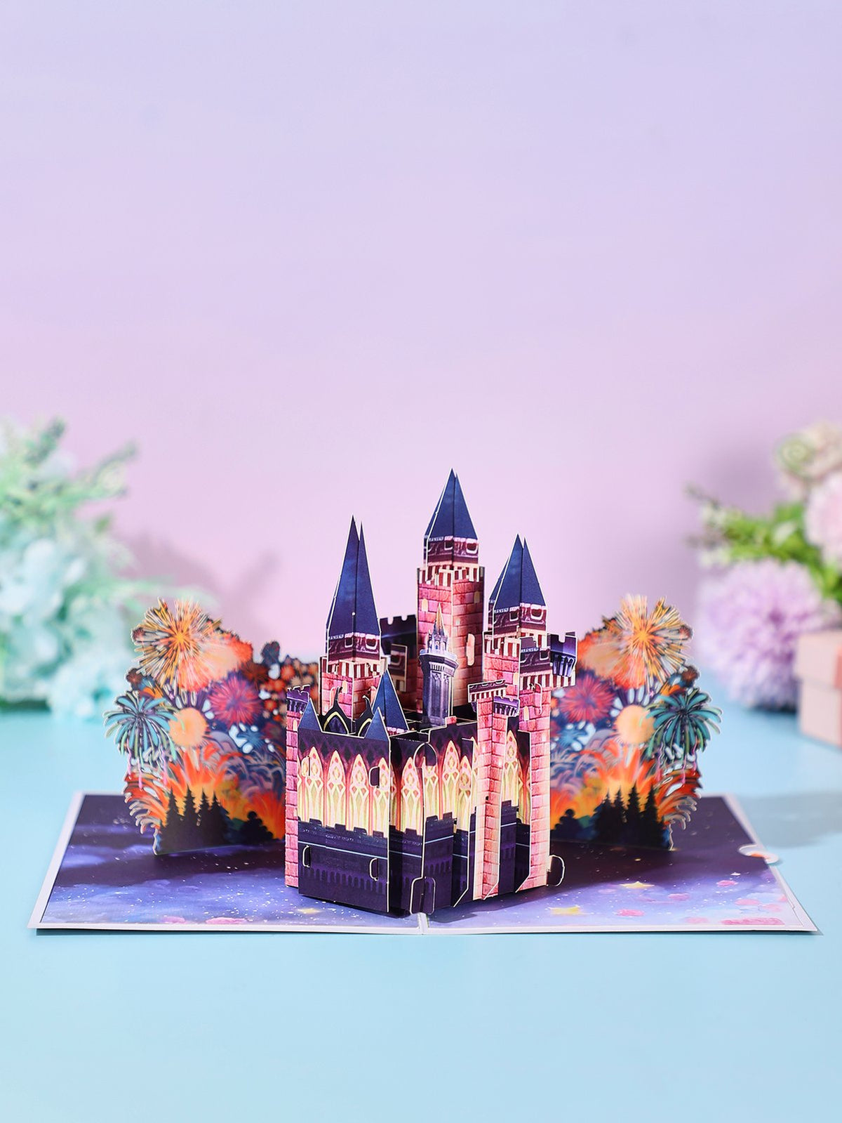 Castle Fireworks Flip Pop Up Card
