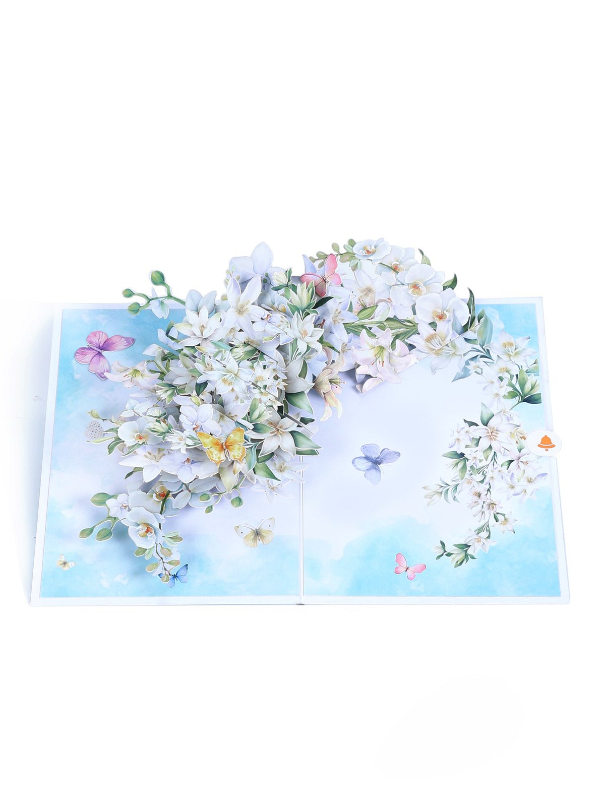 White Orchid Floral Branch 3D Pop Up Card