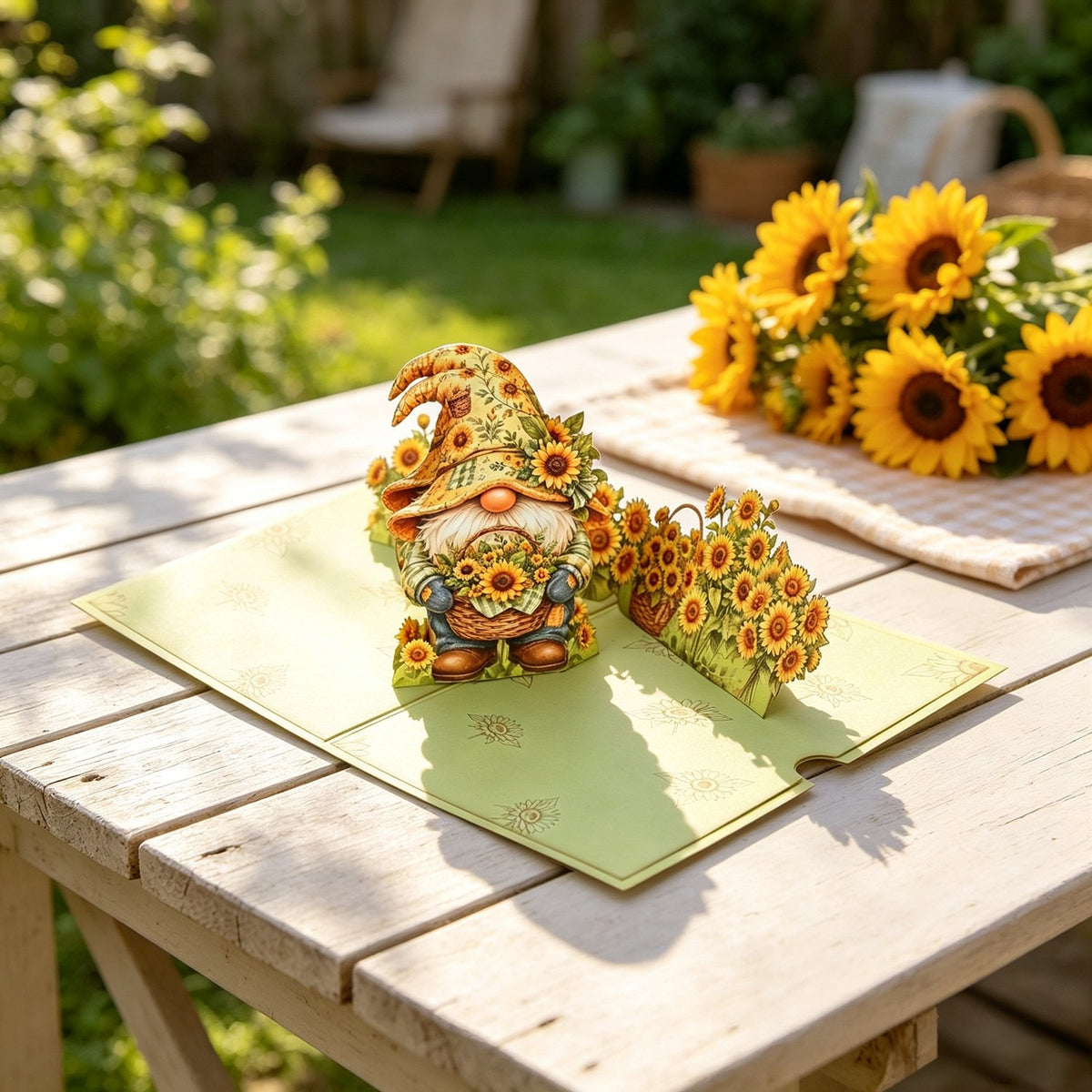 Sunflower Gnome Greeting Card