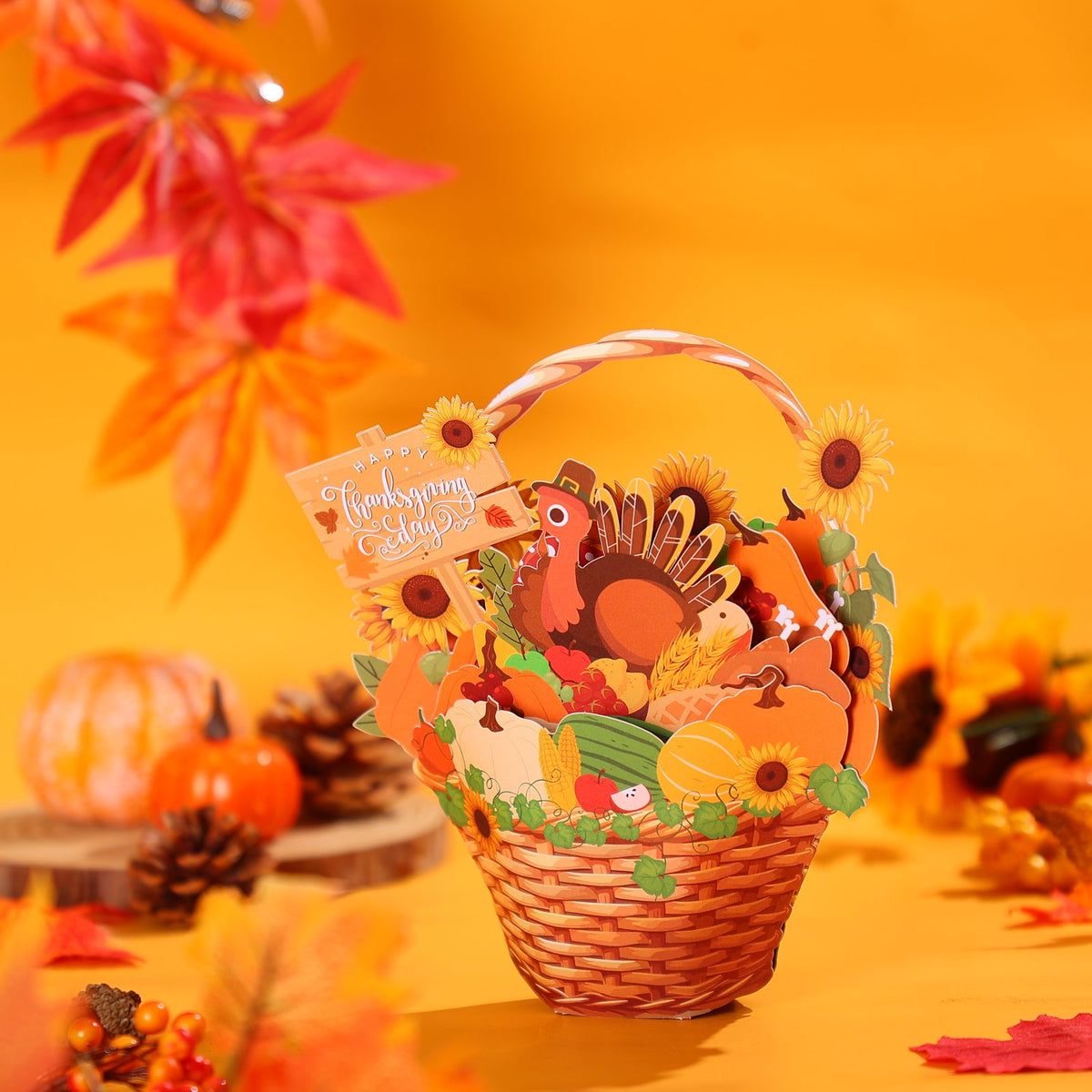 Thanksgiving Flower Basket 3D Pop Up Card