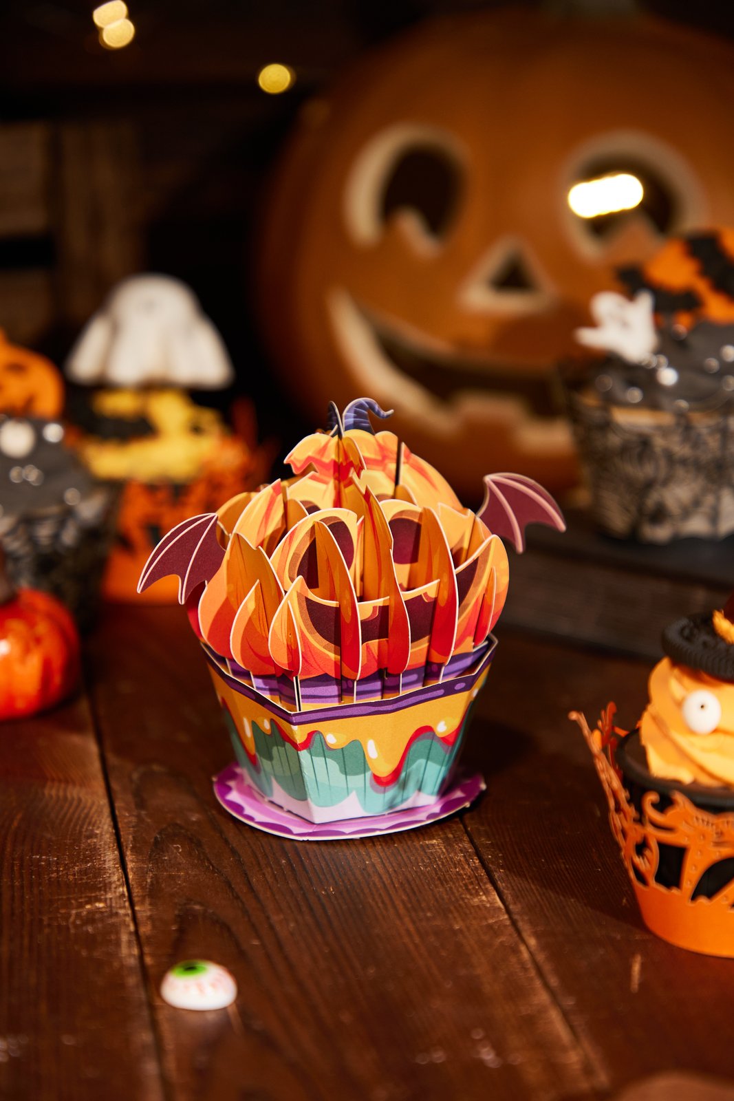 Halloween Pumpkin Cupcake Pop Up Card