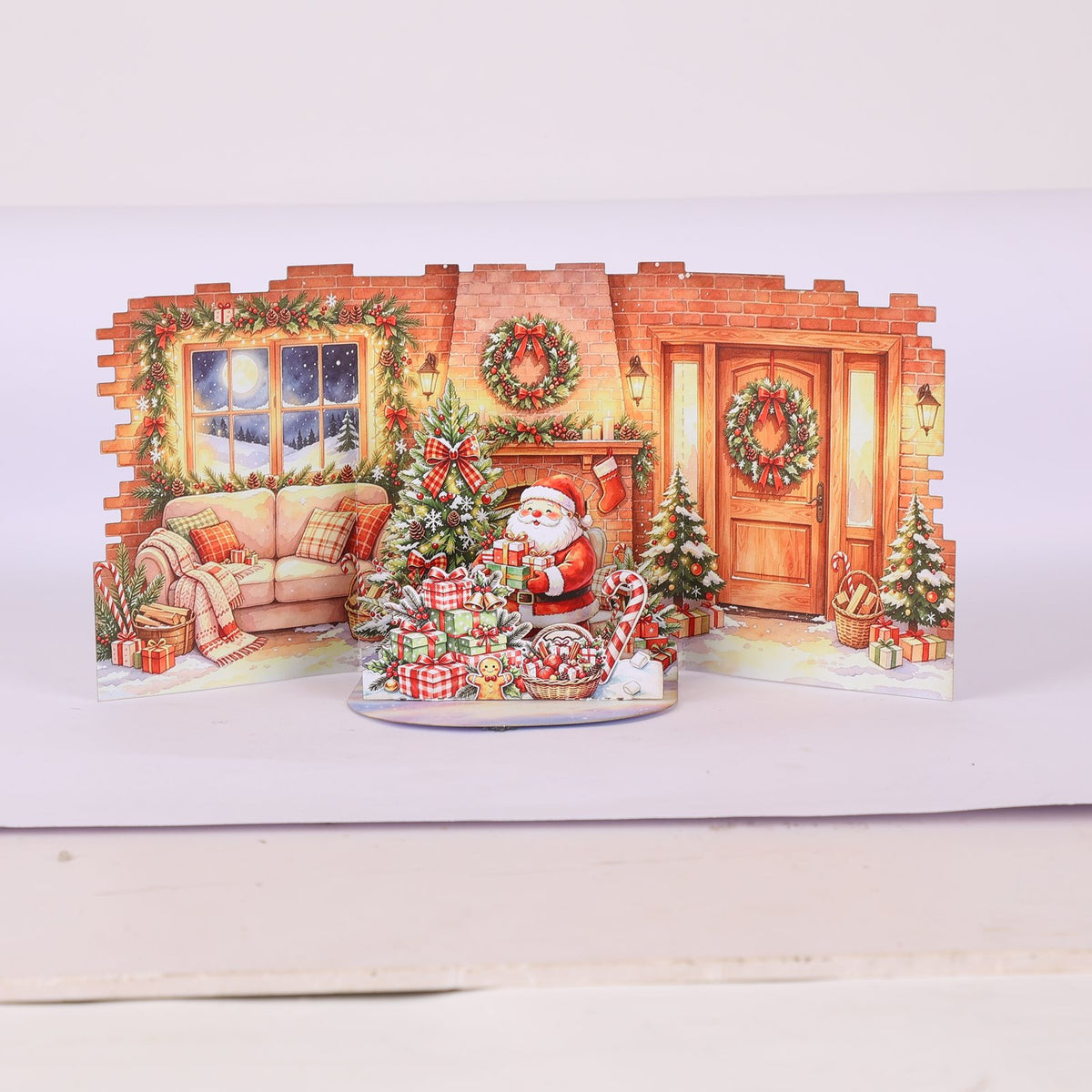Christmas House Double Door Pop Up Card