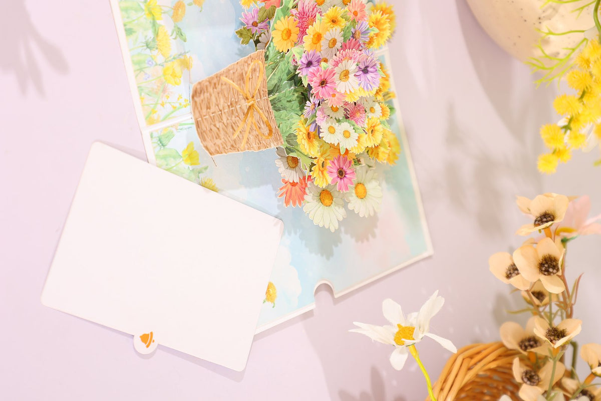 Colorful Flower Basket 3D Pop Up Card