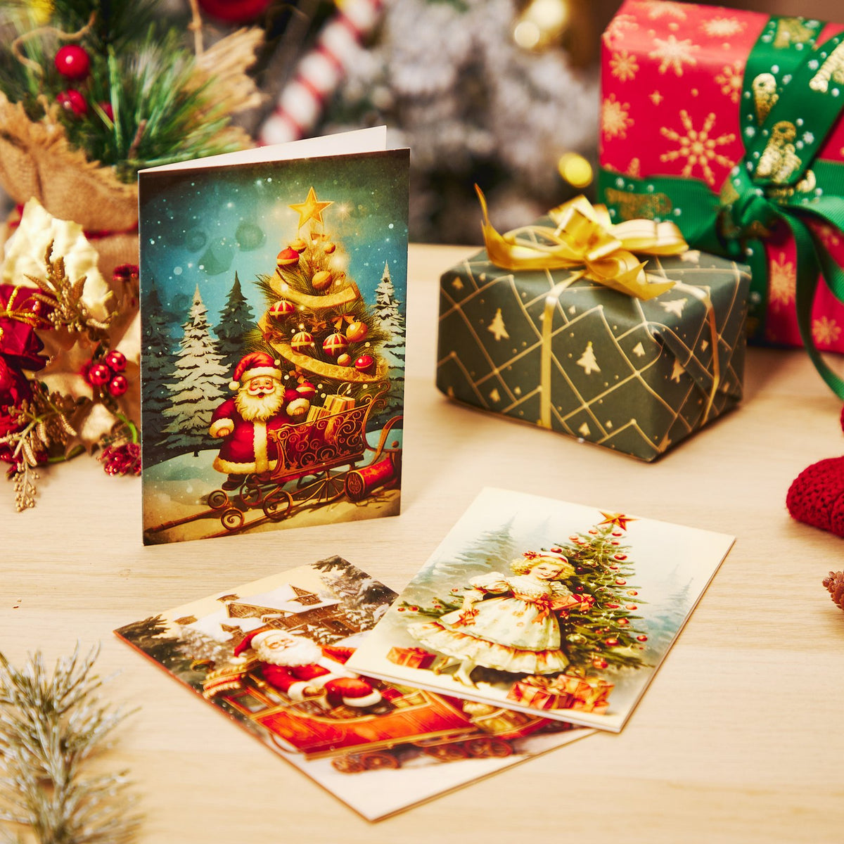 Christmas Vintage Flat Greeting Card