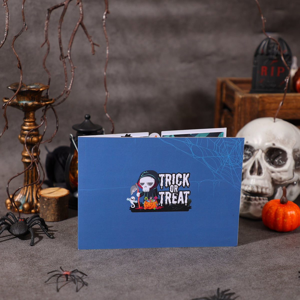 Blue Halloween Flip Pop Up Card