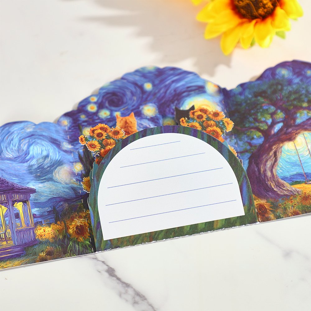 Van Gogh Starry Night Cat Greeting Card