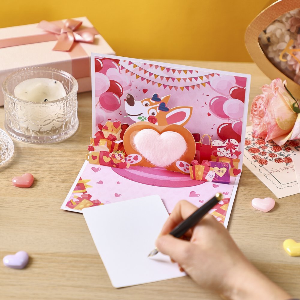 Plush Heart Dog Valentine's Day Greeting Card