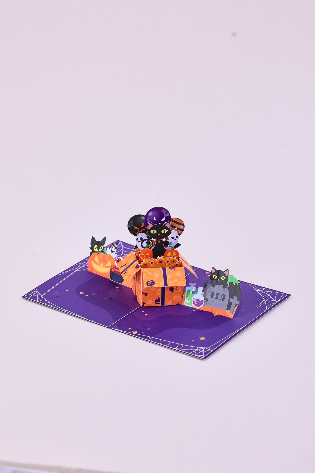 Halloween Gift Box Cat Greeting Card