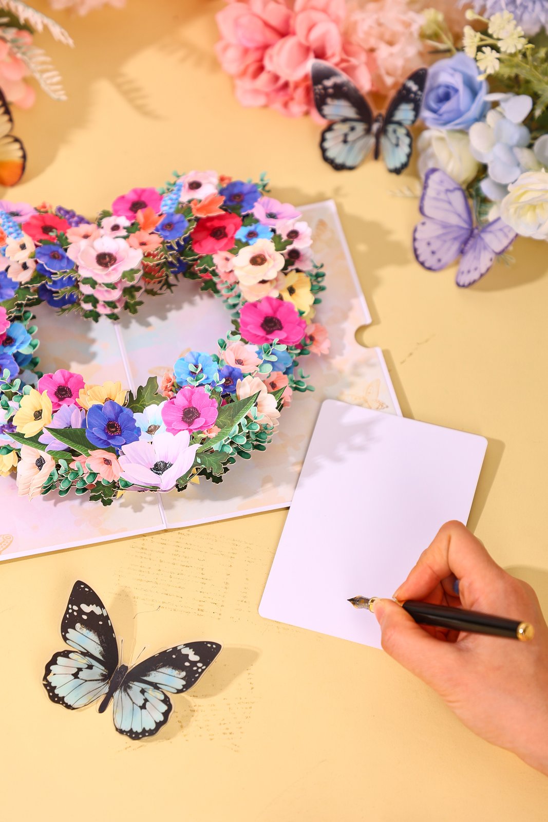 Heart Begonia Floral Wreath 3D Pop Up Card
