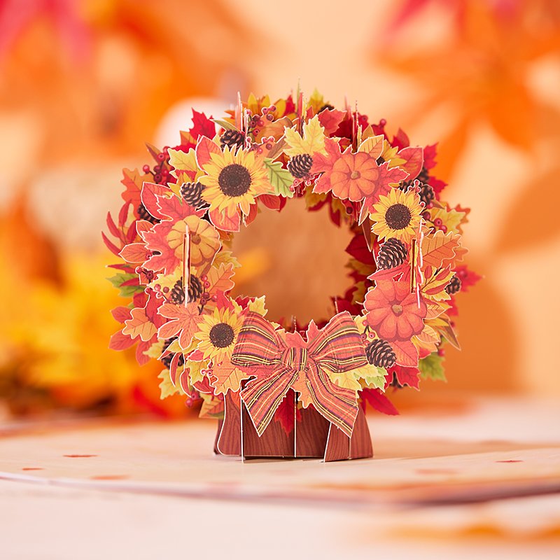 Autumn Floral Wreath Flip Pop Up Card