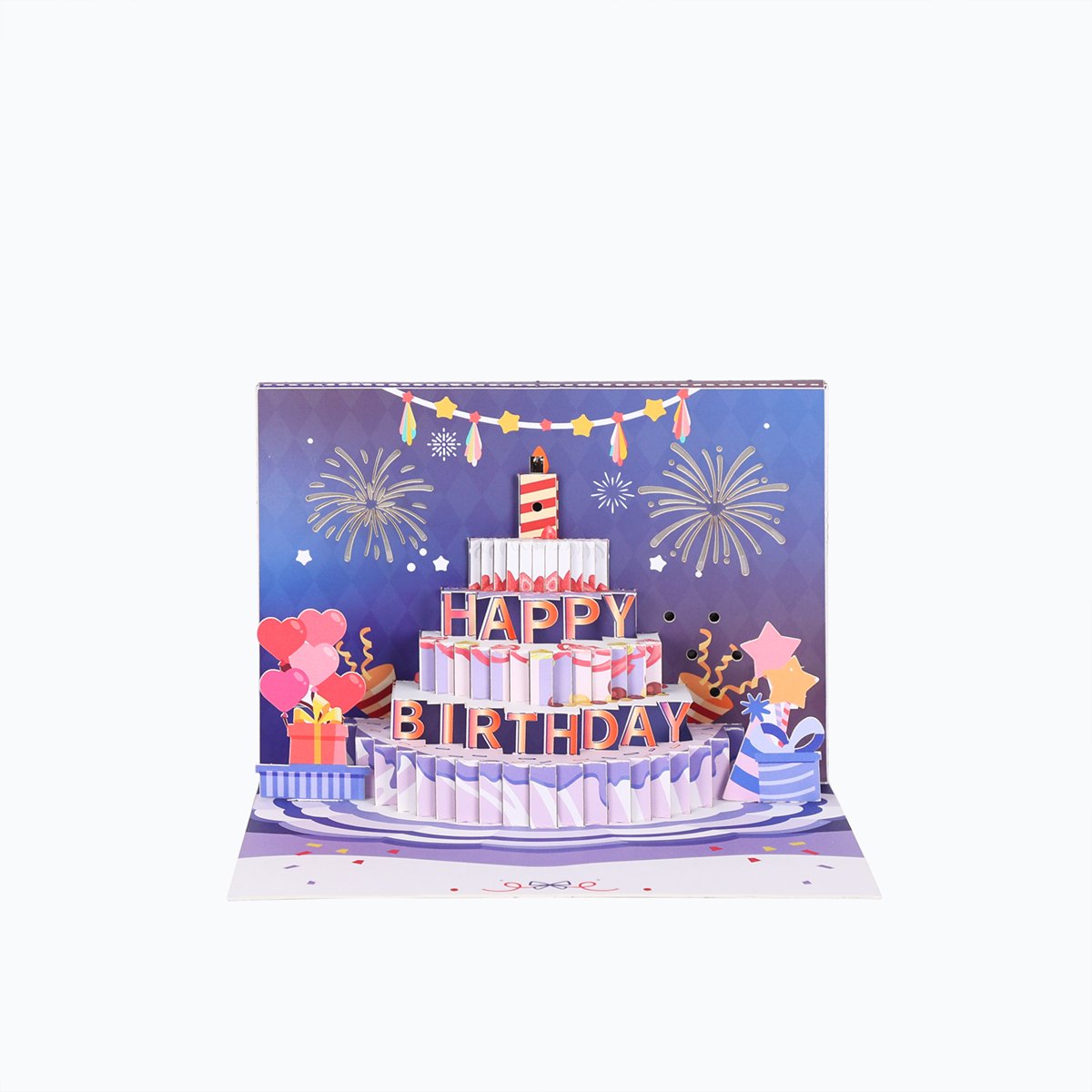 Balloon Happy Birthday Fireworks Greeting Card