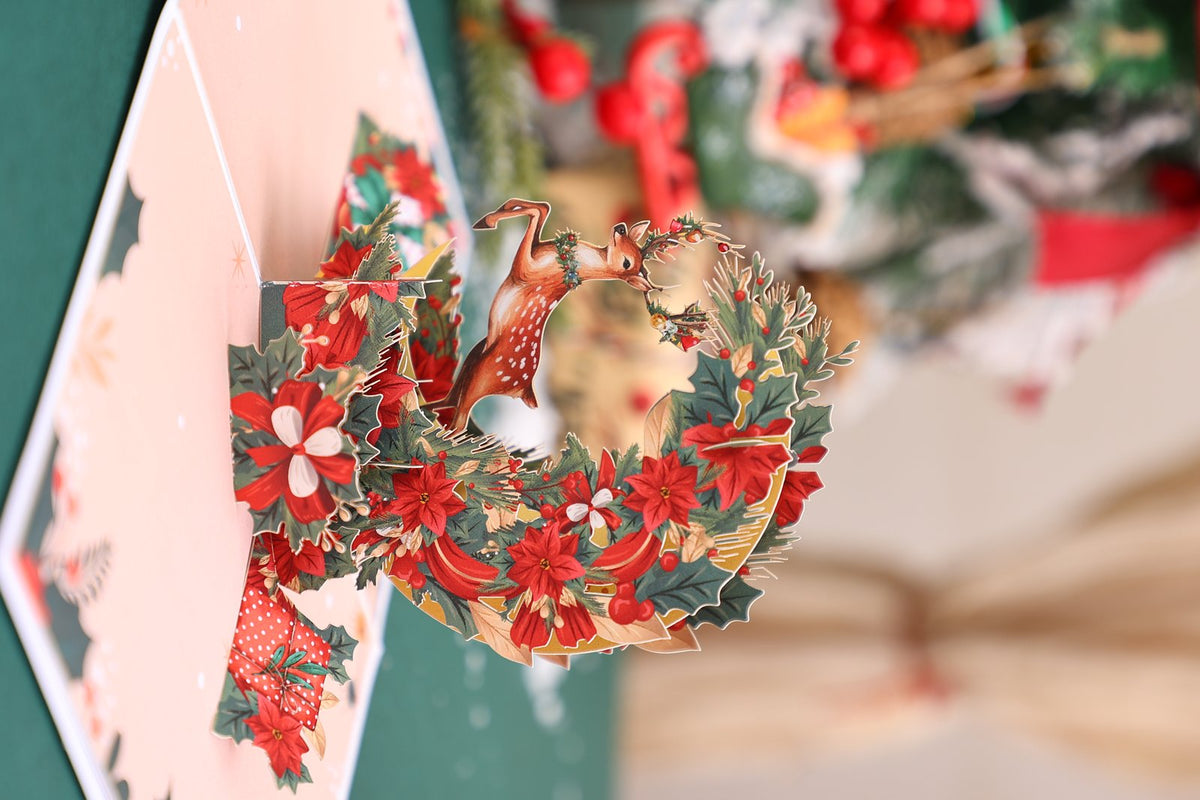 Christmas Deer Crescent Moon Greeting Card