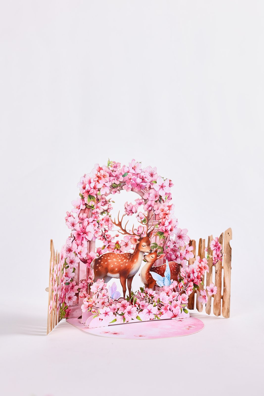 Cherry Blossom Deer Double Door Card