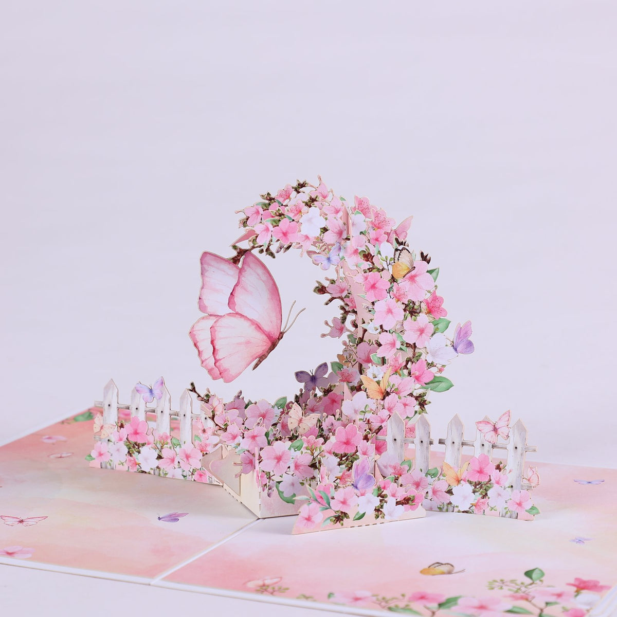 Pink Butterfly Crescent Moon 3D Pop Up Card