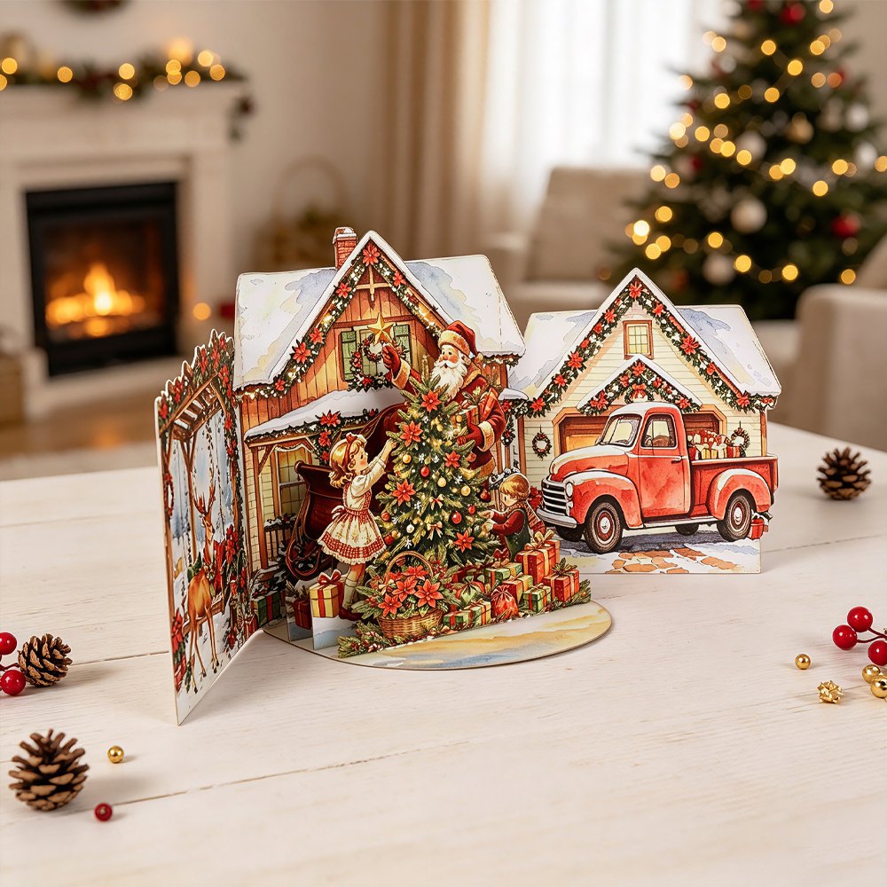 Red Christmas Double Door Pop Up Card