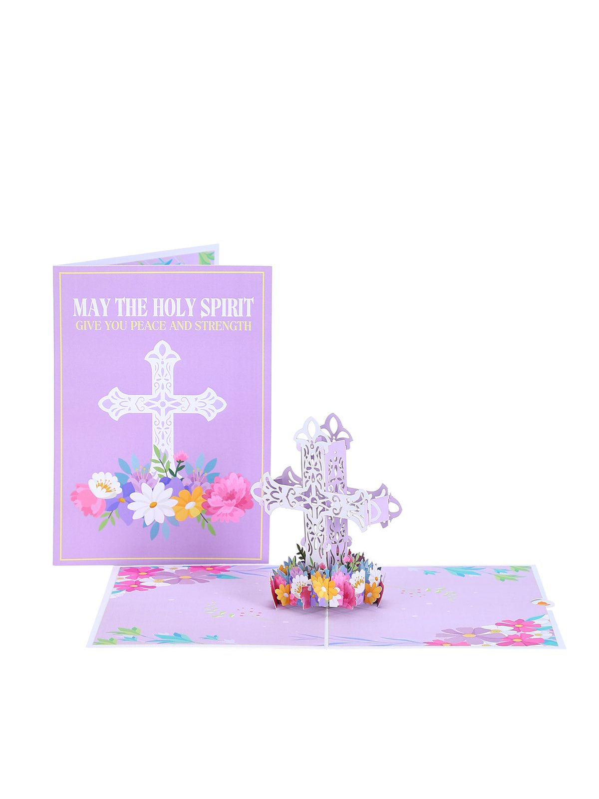 Cross Floral Flip Pop Up Card