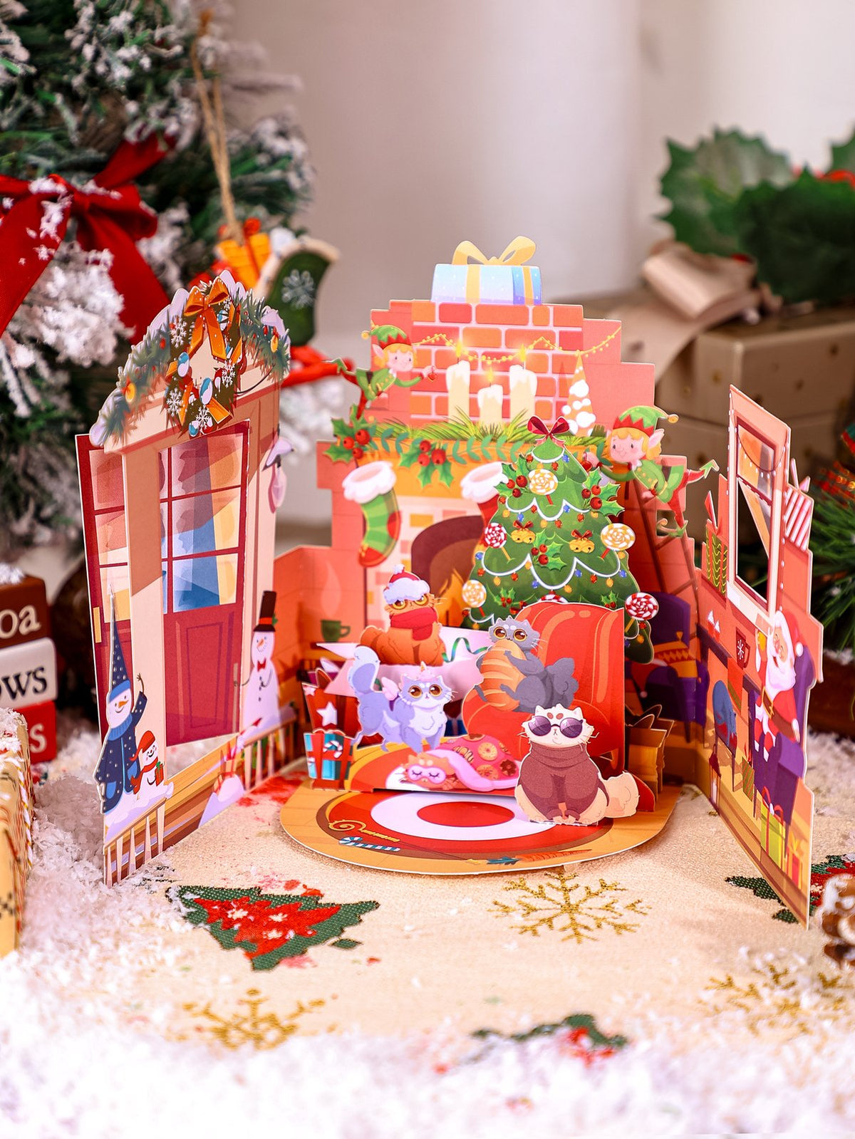 Christmas Cat Double Door 3D Pop Up Card