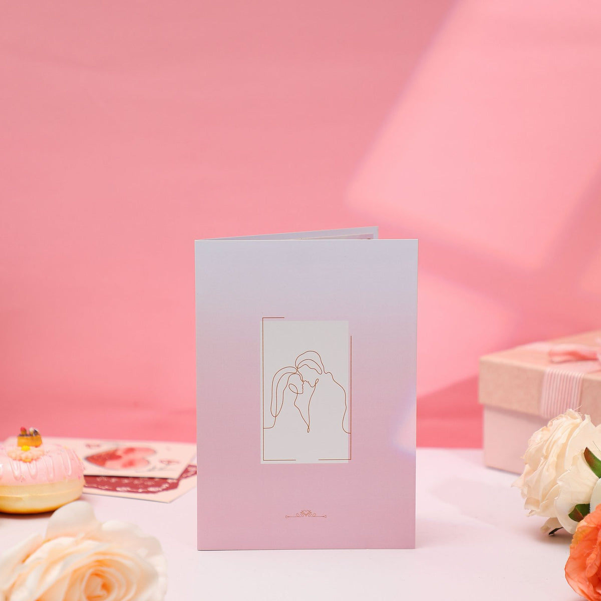 Minimalist Couple Line Art Flip Pop Up Card