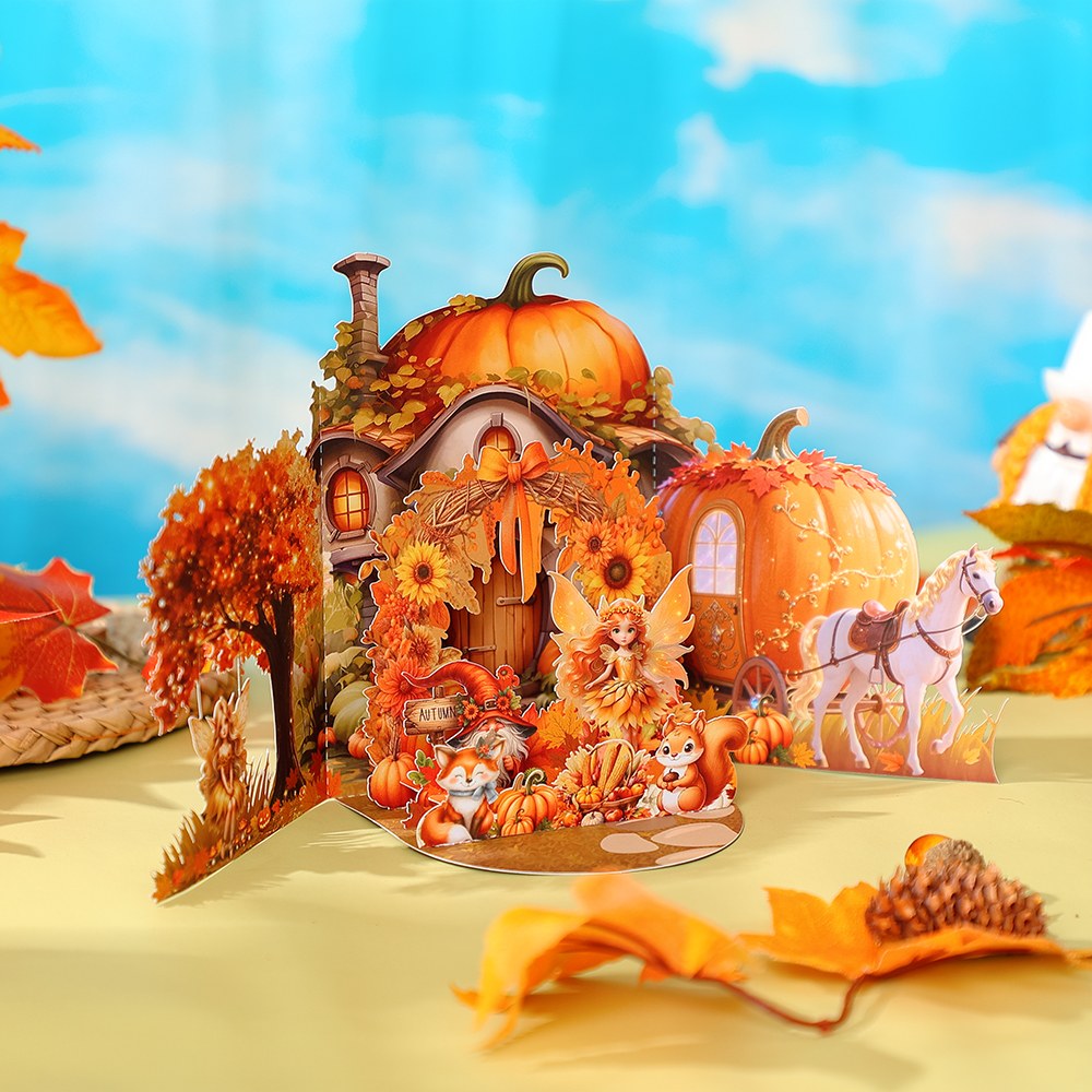 Thanksgiving Gnome Pumpkin Double Door Card