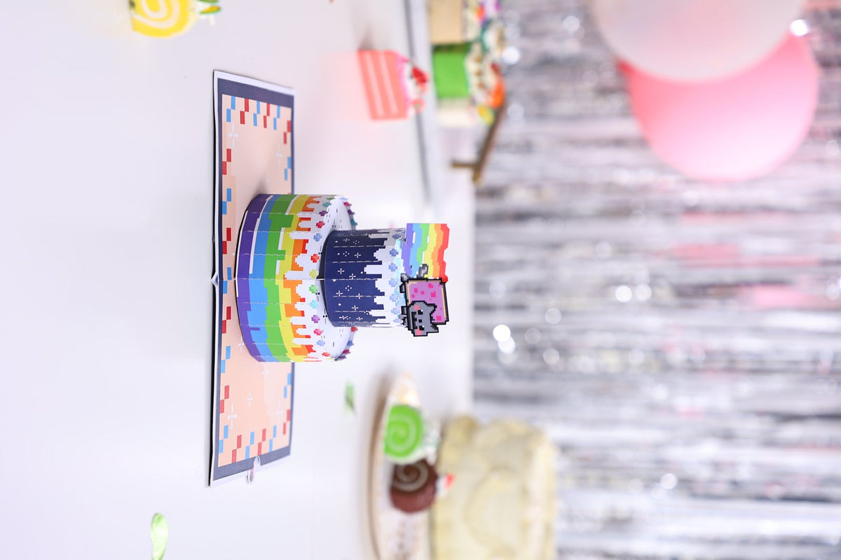 Rainbow Cat Cake Birthday Greeting Card