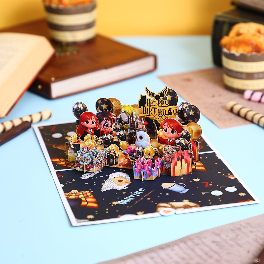 Vintage Magic Birthday Flip Pop Up Card