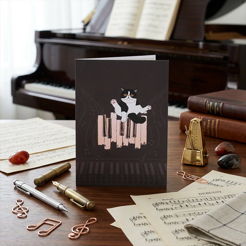 Piano Cat Birthday Greeting Card