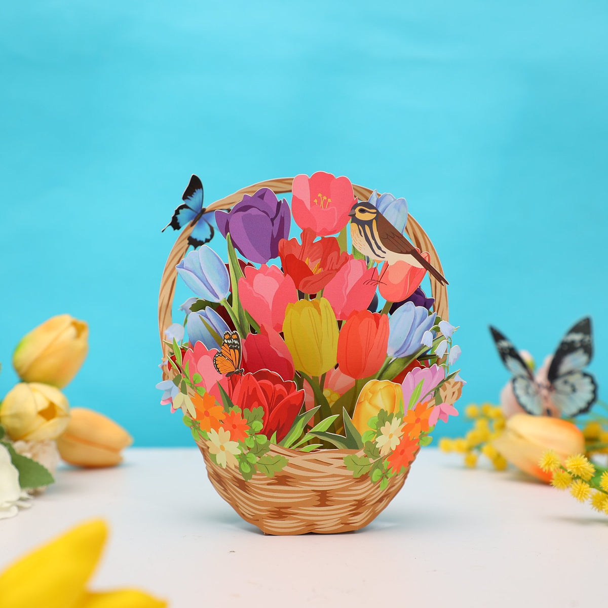 Tulip Mini Flower Basket Greeting Card