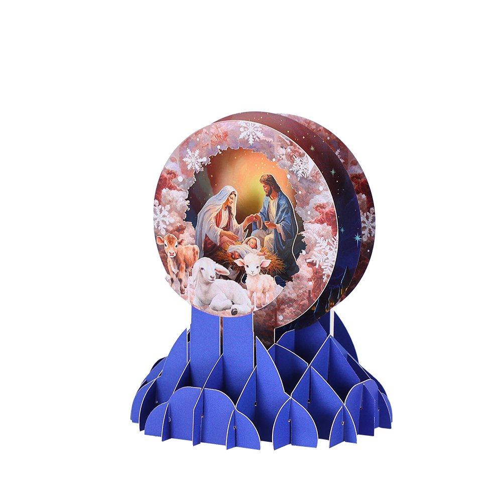 Round Window Nativity Manger 3D Pop Up Card