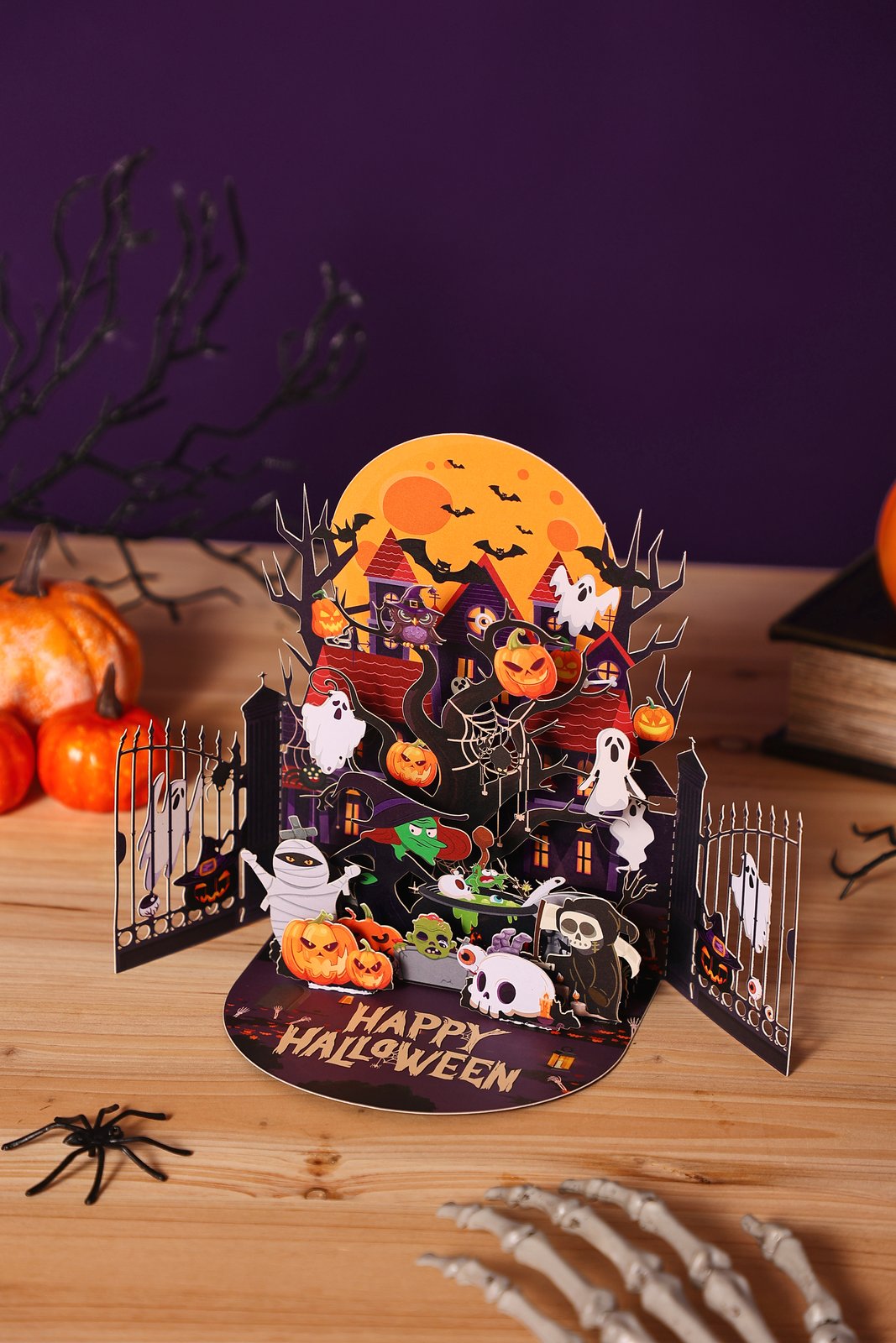 Double Door Halloween Haunted House Greeting Card