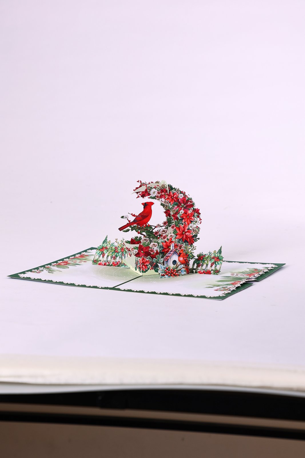 Green Cardinal Crescent Moon 3D Pop Up Card