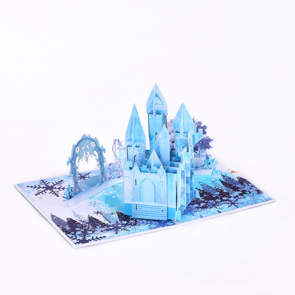Icy Blue Castle 3D Pop Up Card