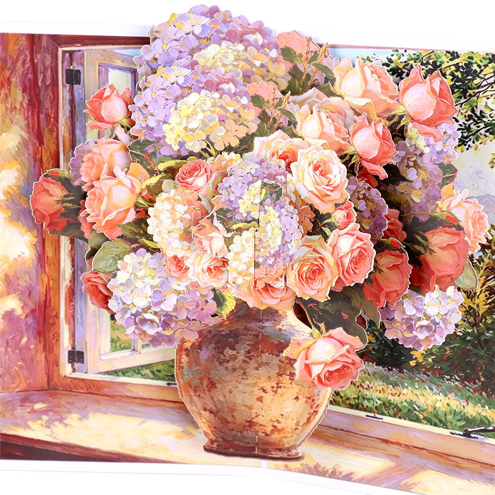 Vintage Hydrangea Vase Greeting Card
