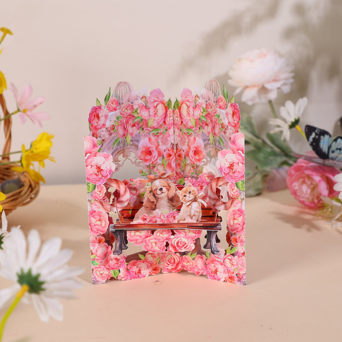 Rose Dog 3D Pop Up Card
