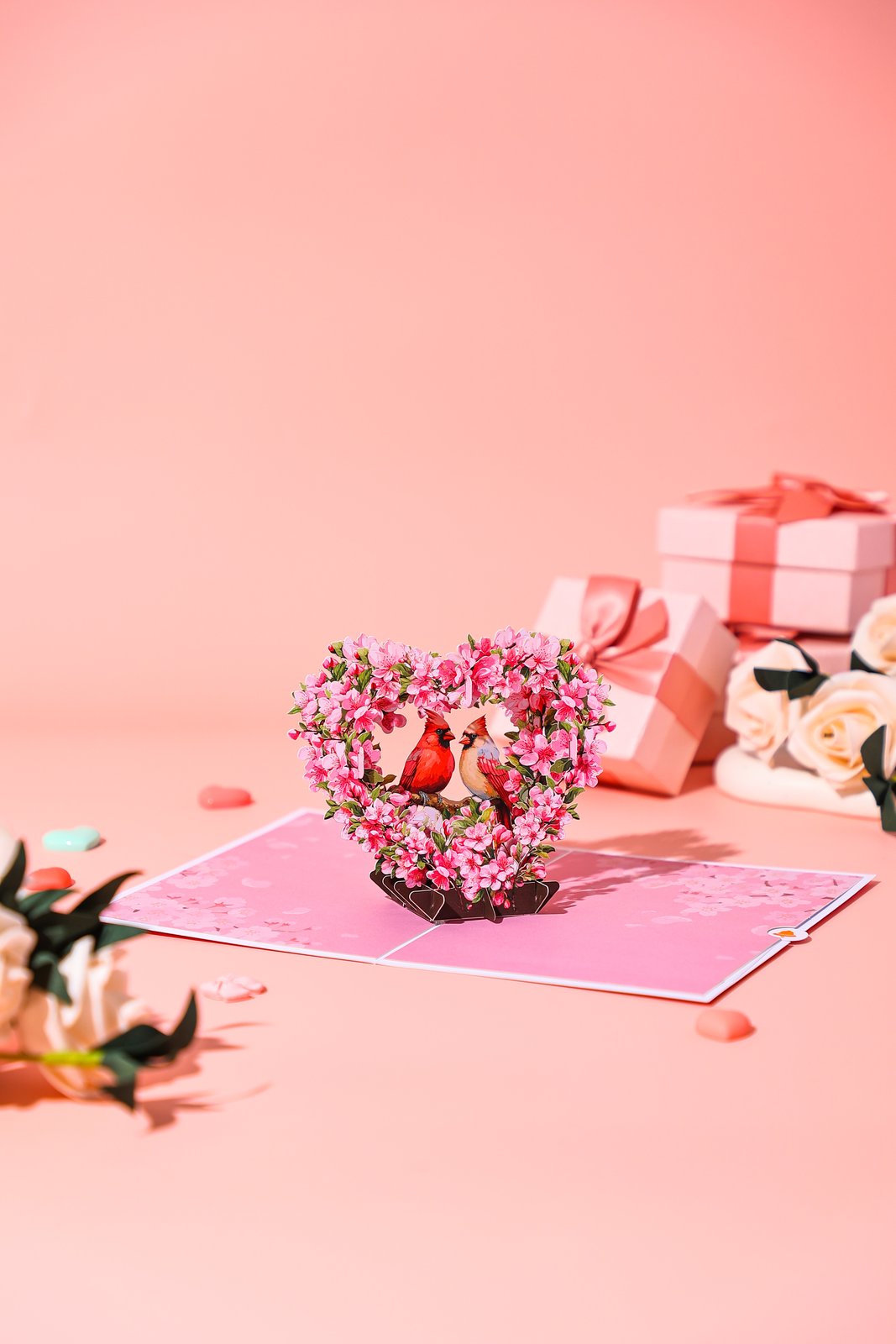 Cherry Blossom Bird Valentine's Day Greeting Card