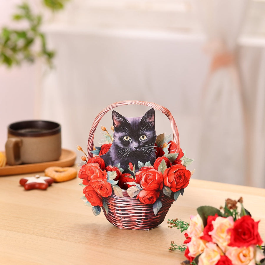 Easter floral cross pop up card with butterfly on a spring table