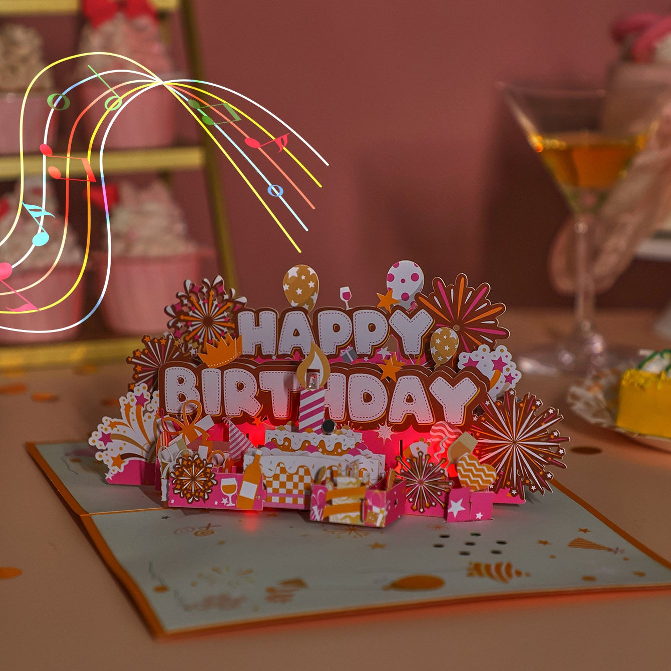 Manufacture Festive Greeting Card Fireworks Birthday 3D Pop-Up Card