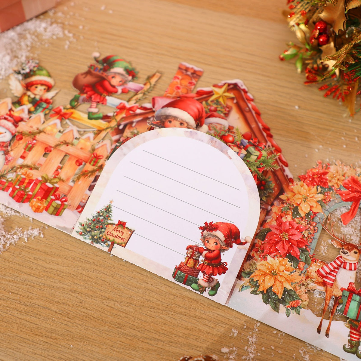 Santa Claus Flower House 3D Pop Up Card
