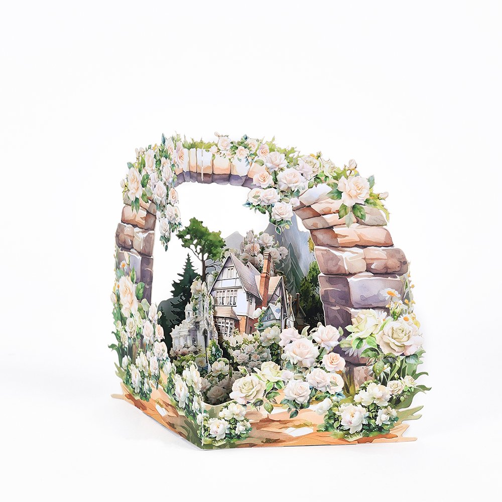 White Rose Dream Wedding 3D Pop Up Card