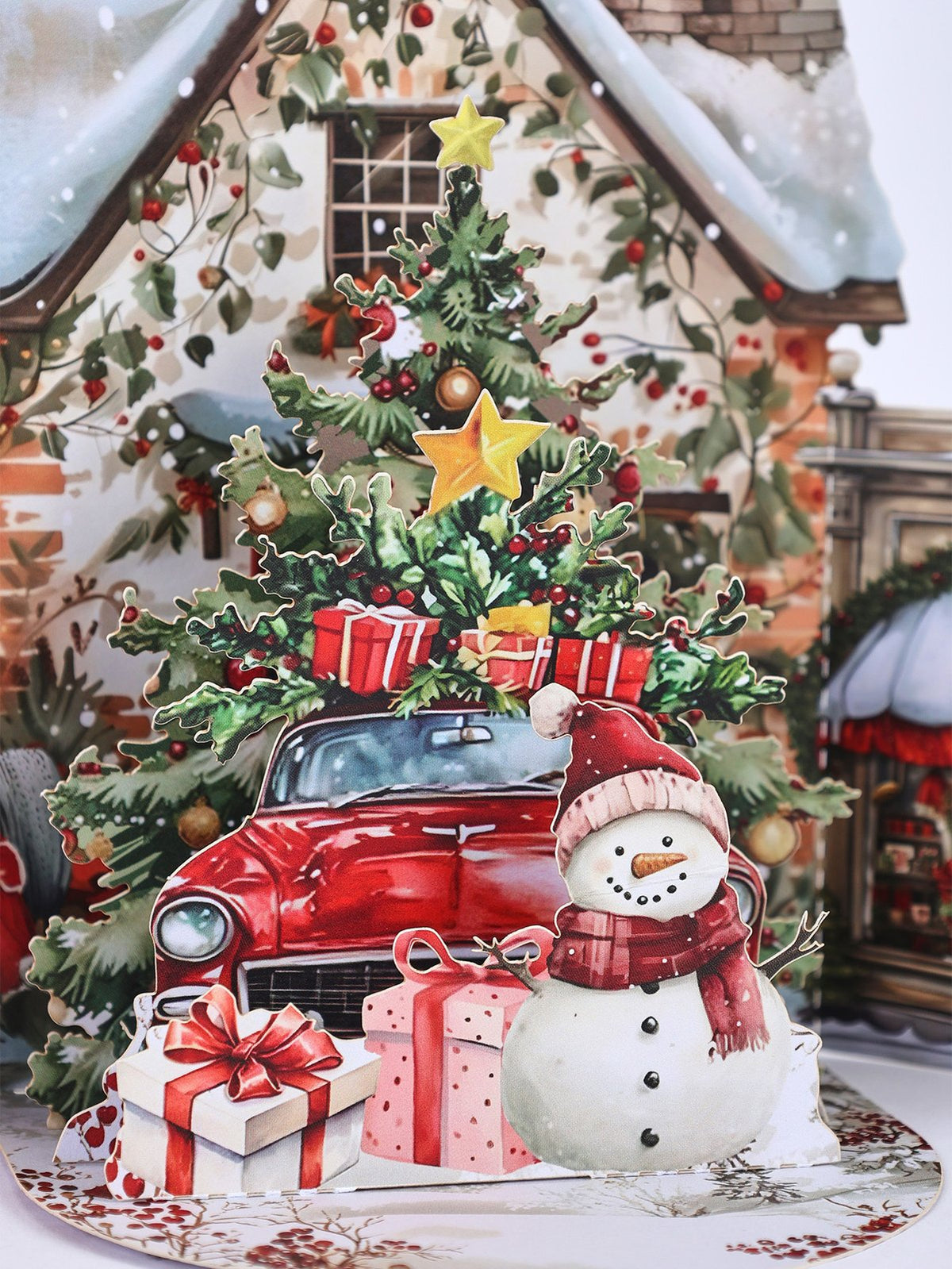 Christmas Vintage Car Flip Pop Up Card