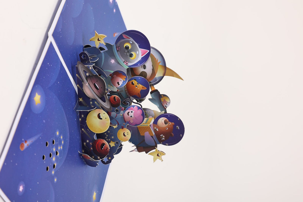 Space Animals Music 3D Pop Up Card