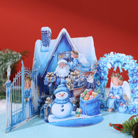 Blue Snowman Arch Christmas Greeting Card